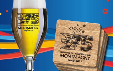 C'est le moment de récupérer les commandes de verres à bière, de drapeaux et de sous-verres du 375e